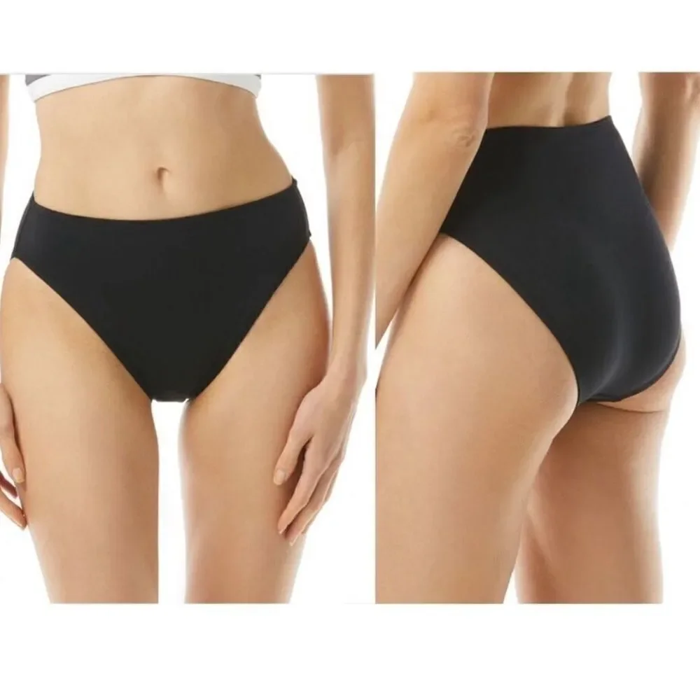 Michael Kors Women's Black Solid High Leg High Waist Bikini Swim Bottom